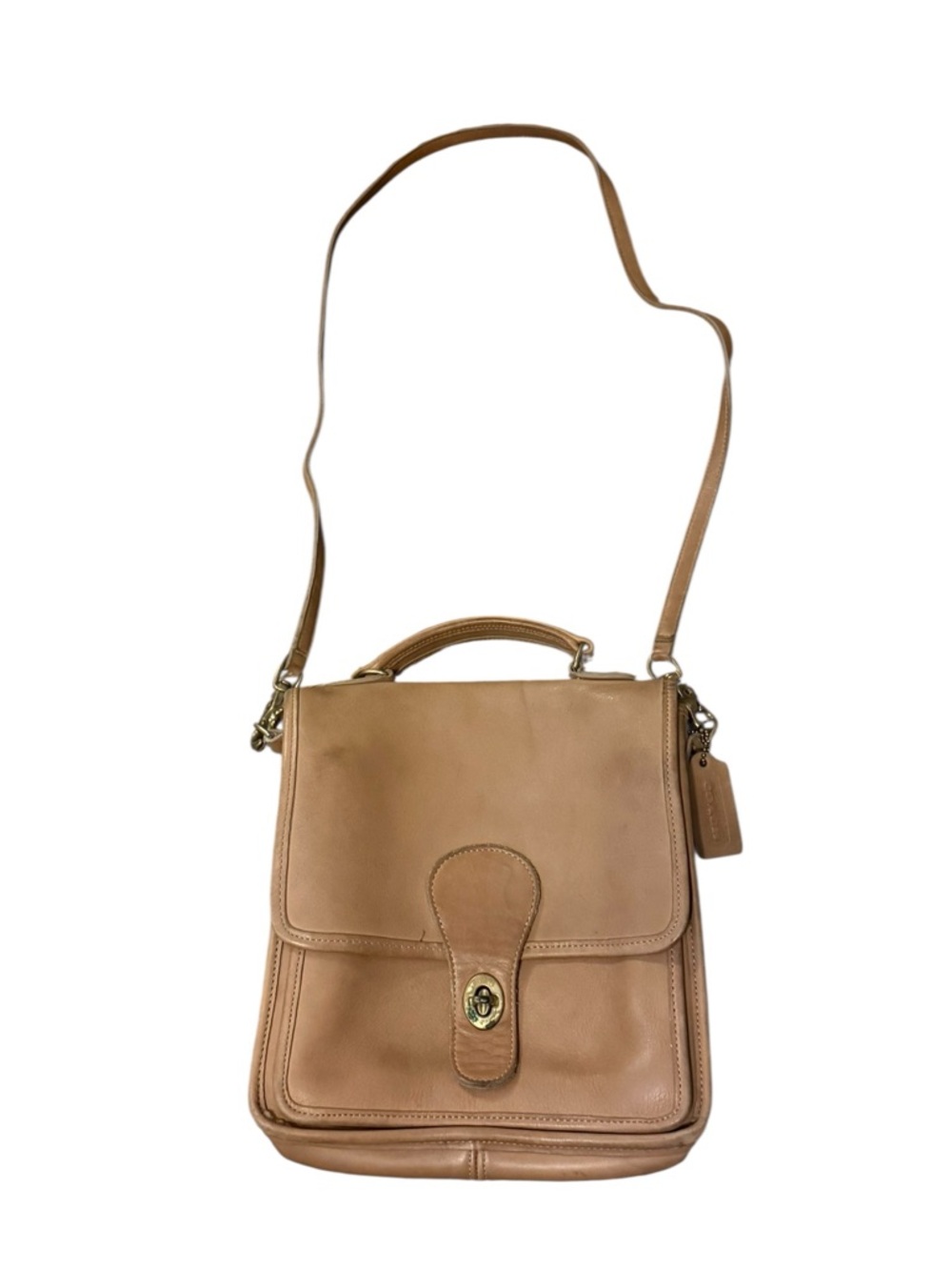 Vintage Coach Brown Soft Leather Shoulder Bag W/Clasp Closure & Inside Pockets